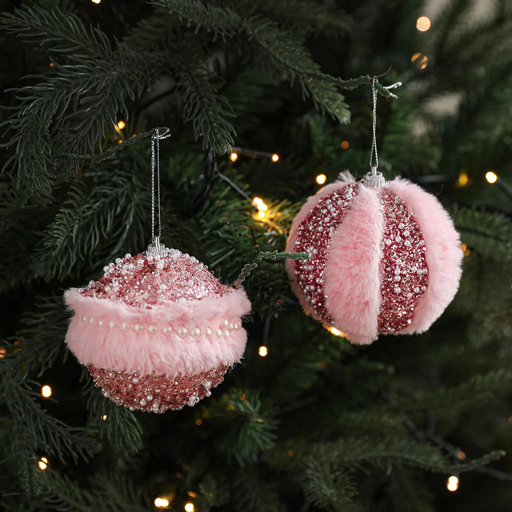 Christmas Tree Ornament Unique Pink Fluffy Christmas Ball Christmas Ball Decoration Modern Holiday Ornament For Festive Holiday Oasis Select