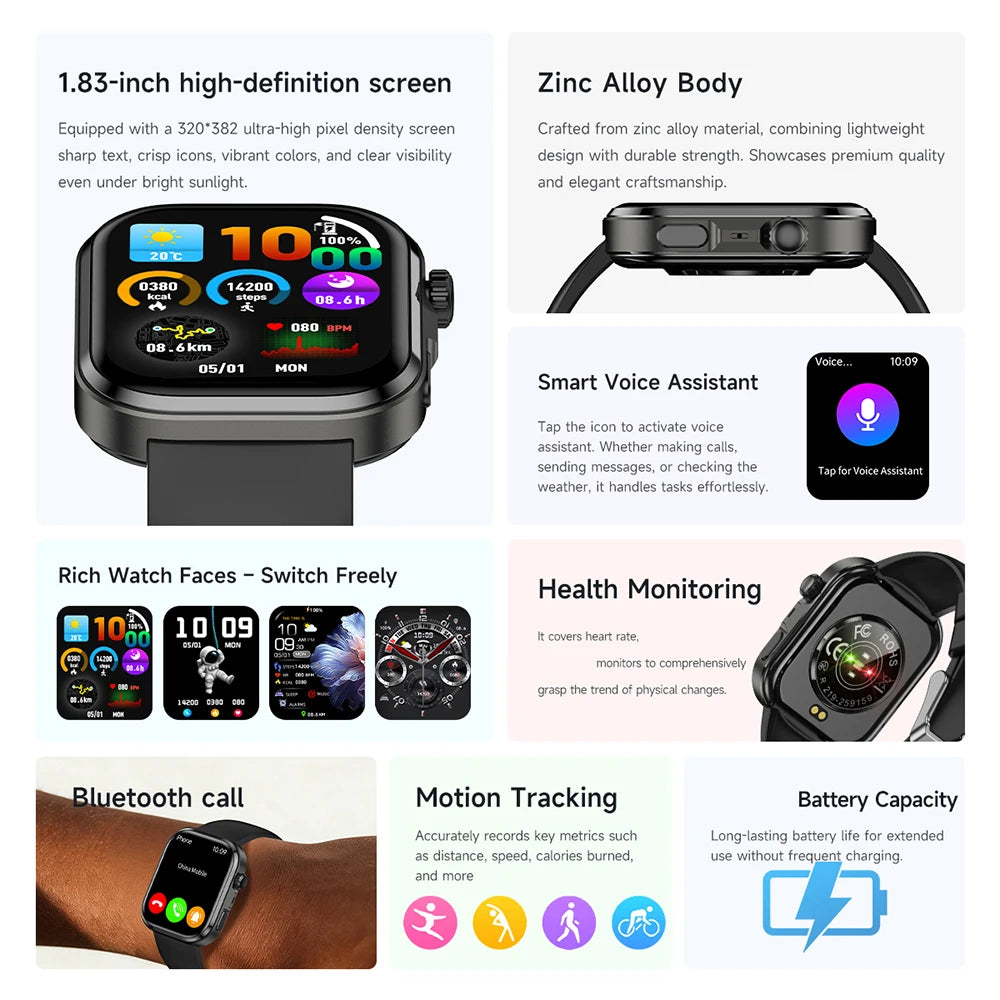 Health Analysis Smartwatch 7/24H Healthy Smart Watches Men Women Motion Tracking ECG+PPG Sleep Blue Tooth Call For IOS Android Oasis Select