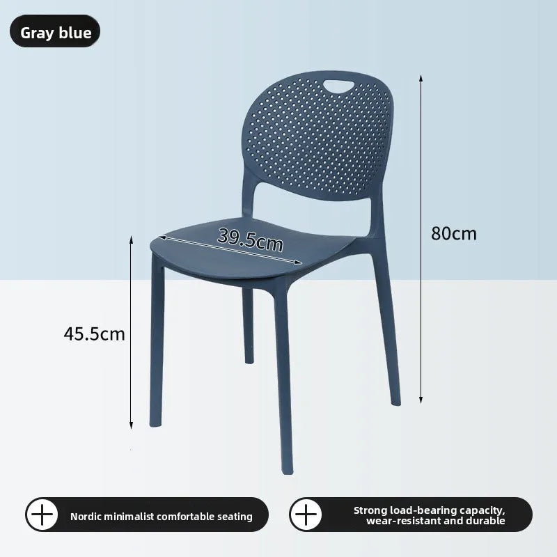 Plastic chair Back chair Thickened desk stool Study home bedroom Nordic creative dining chair can be stacked Oasis Select Gray blue 2 pieces