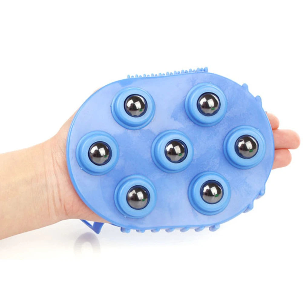 Silicone 7-Ball Roller Massager Glove | 360° Rotating Handheld