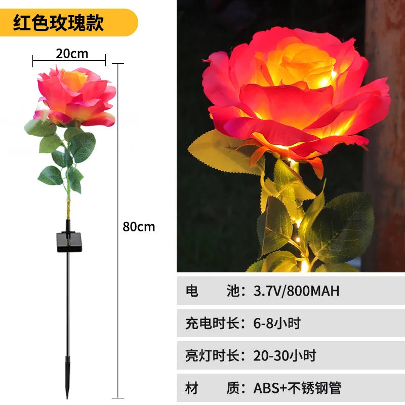 LED Solar Rose Lamp Ground Socket Lamp Outdoor Waterproof Garden Lawn Solar Lamp Outdoor Solar Lights Oasis Select red