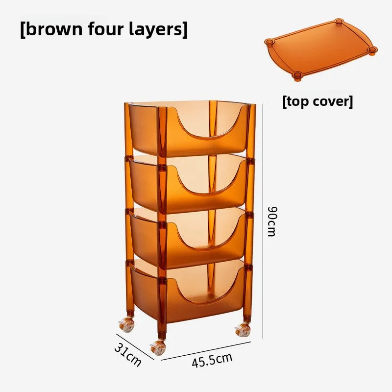 Creative acrylic multi-layer removable shelves ins bedroom kitchen trolley bathroom storage cabinet Oasis Select Brown 4 layers