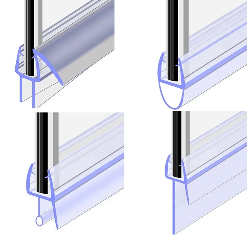 Bath Shower Screen Door Seal Strip 4-6mm Rubber Glass Door Weatherstrip Portable Up to 30mm Window Glass Accessories Household Oasis Select