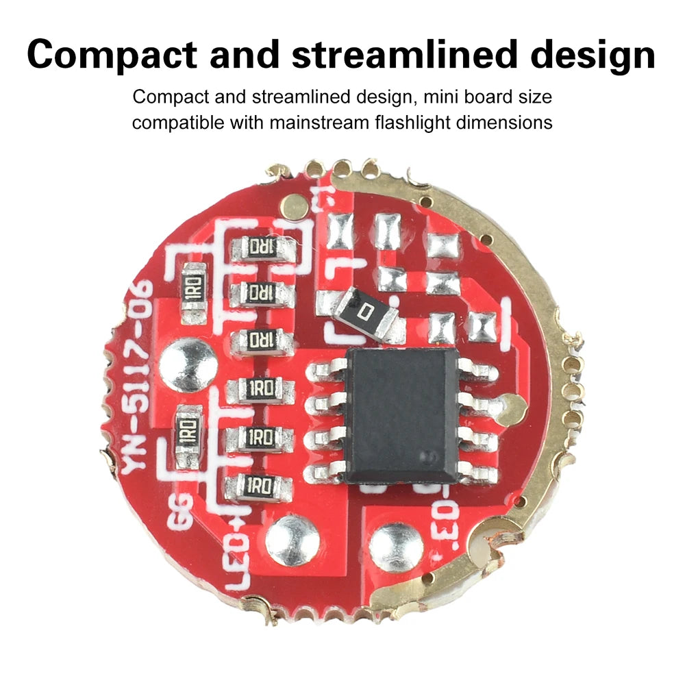 DC 3.7-4.2V Single-Speed Flashlight Driver Board Flashlight DIY Component Compatible with 6-15W LEDs 17/20mm Oasis Select