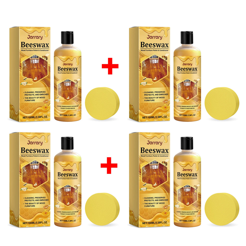 Beeswax Wood Polishing Agent with Sponge Wooden Furniture Polishing Restore Shine Protect Wooden Surfaces Beeswax Wood Care Wax Oasis Select 4pcs