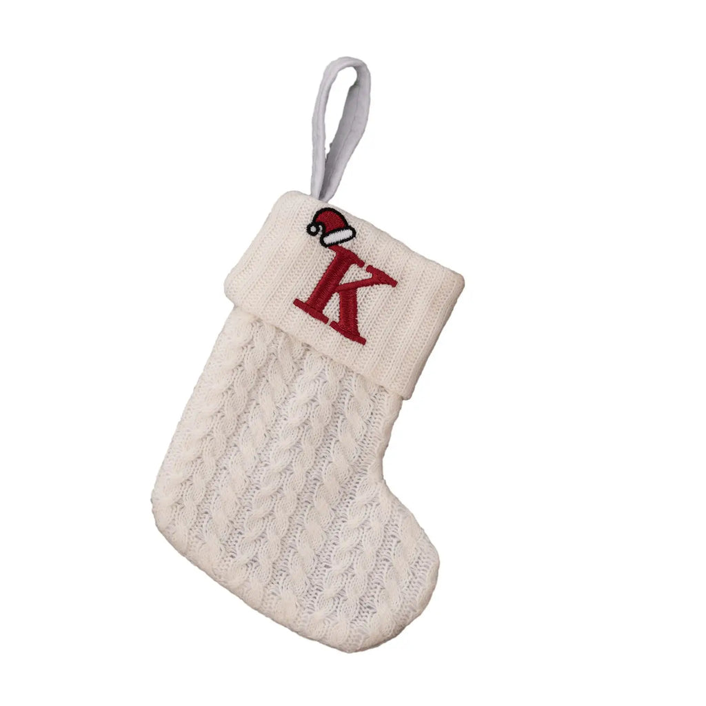 Knitted Christmas Stocking with Hanging Rope | Kids Candy Bag