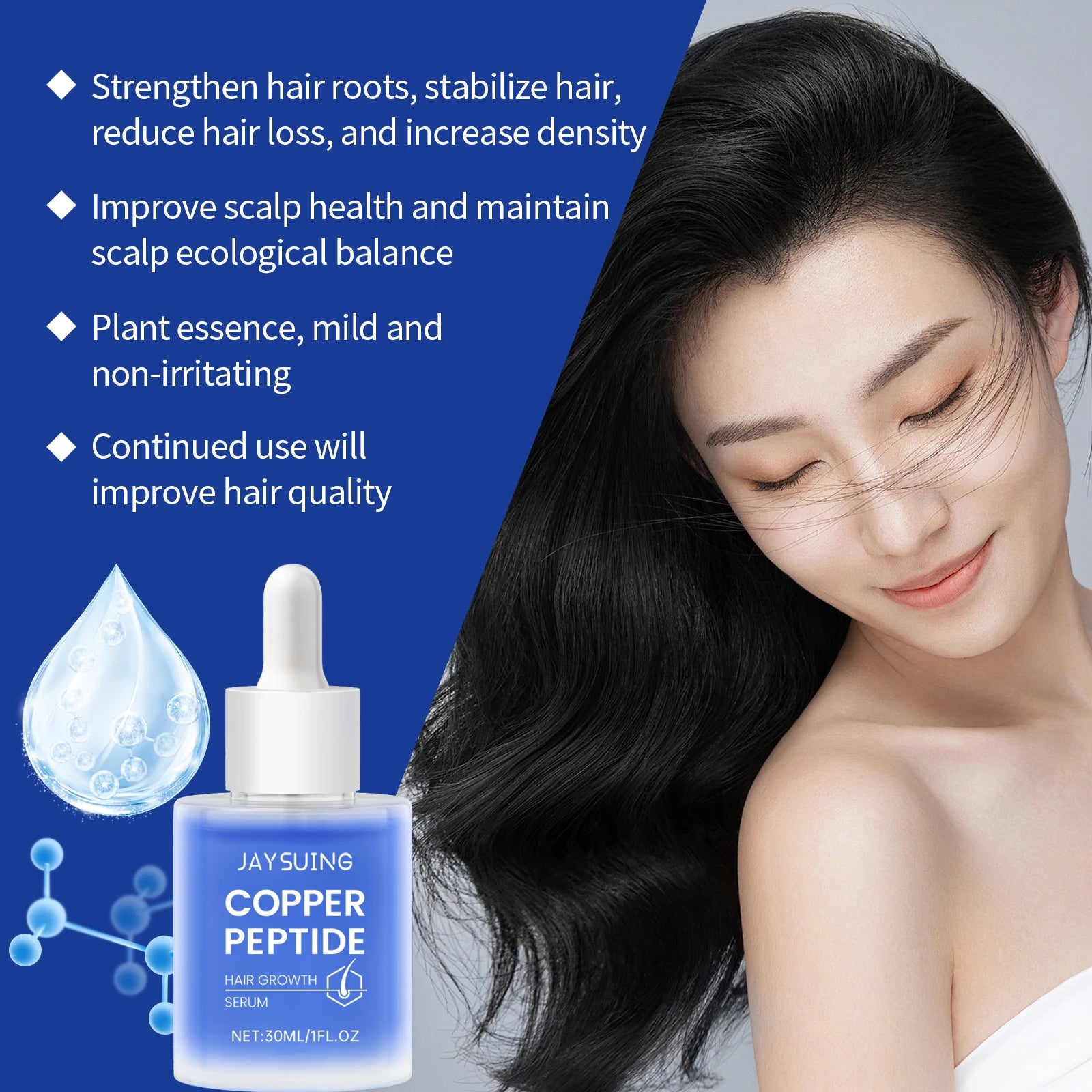 Copper Peptide Hair Growth Set – Shampoo, Serum, Spray & Oil Hair Growth Care Set Oasis Select