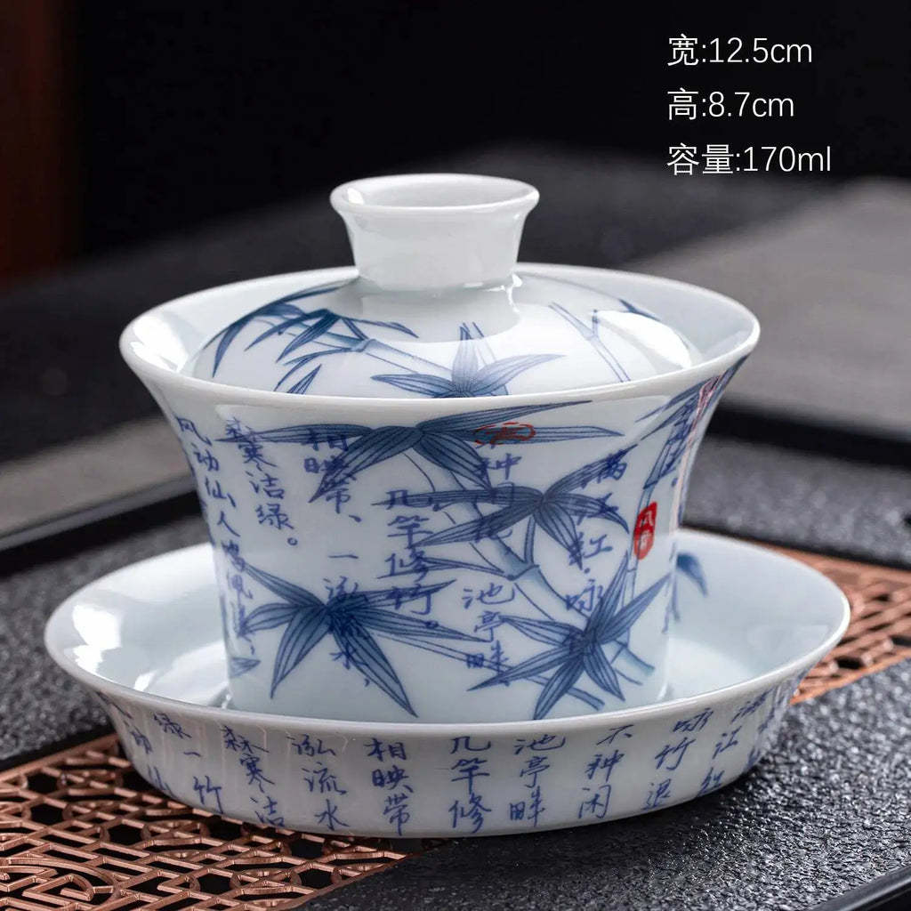 Ceramic Three-Talent Gaiwan Home Single Tea Maker Tea Cup Chinese Style Kung Fu Tea Set with Lid Tea Cup Gaiwan Oasis Select Horse Hoof Lid Bowl