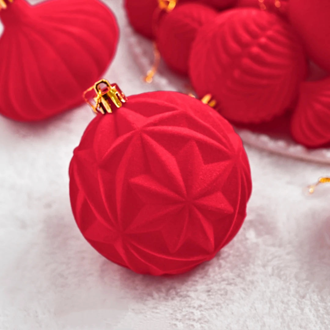 36PCS Flocked Christmas Ball Ornaments Velvet Pendant Christmas Tree Decoration Holiday Decoration for Christmas, New Year Oasis Select