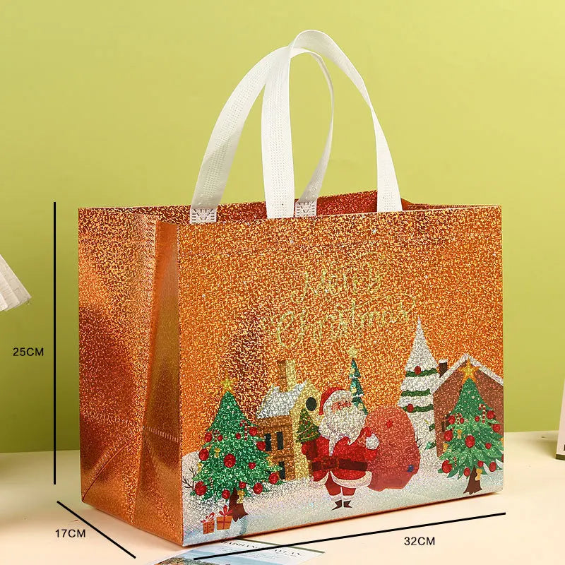 Christmas Non-Woven Tote Gift Bag | Santa & Xmas Tree