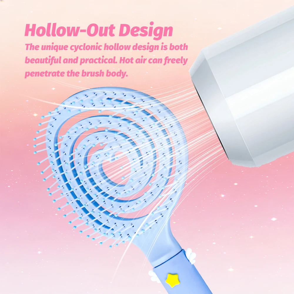 Magic Star Wand Spiral Hollow Comb – Flexible Bristles, 3 Colors Hair Styling Comb Oasis Select