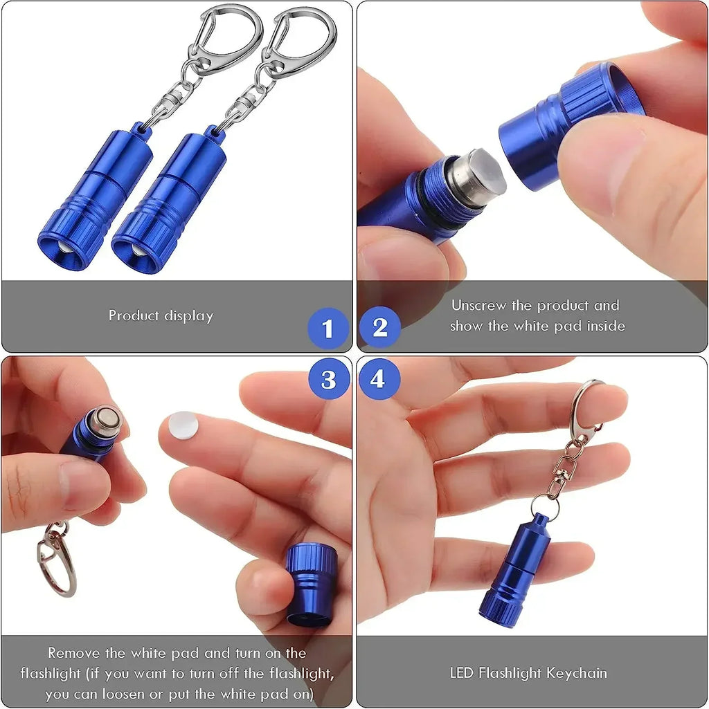 Mini LED Flashlight Pocket-sized Emergency Light Key Ring Flashlight Keychain Lights Small Torch with Button Battery Oasis Select