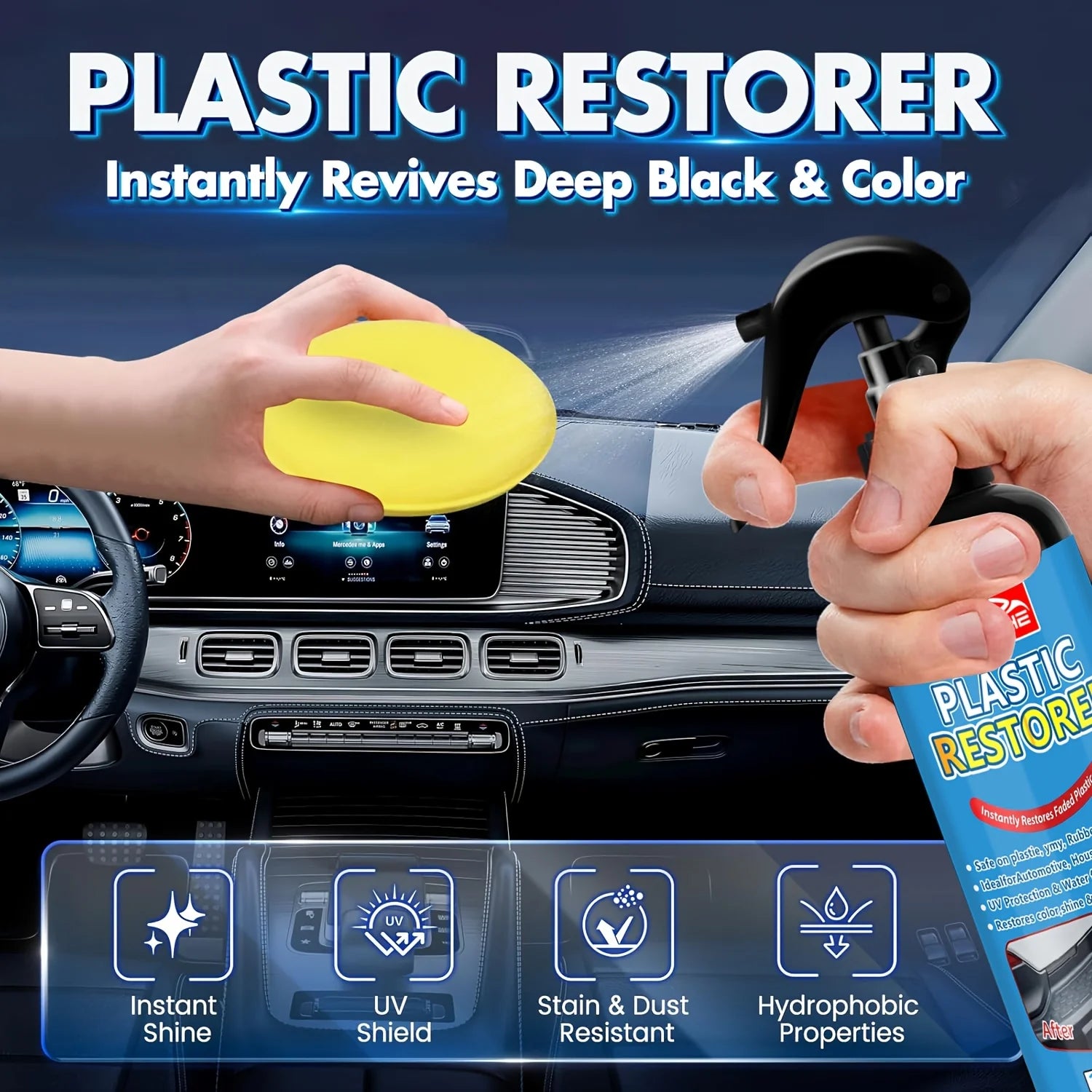 Black Trim And Plastic Restorer for Cars (5.07 Ounces/150ml) | Restore Fading Bumper, Rubber, Vinyl, Long-lasting UV Protection Oasis Select