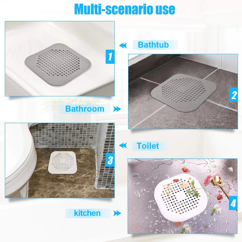 6/9pcs Silicone Drain Strainer Reusable No-Clog Filter with Non-Slip Suction Base for Kitchen Bathroom Bathtub Toilet Oasis Select