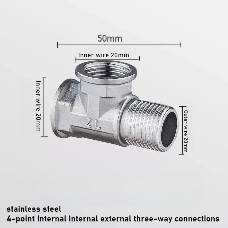 Stainless Steel G1/2 3 Way T-Adapter Bathroom Shower Faucet Water Splitter Toilet Shower Valve Spray Nozzle Converter Oasis Select 4 Inside in out 1pcs