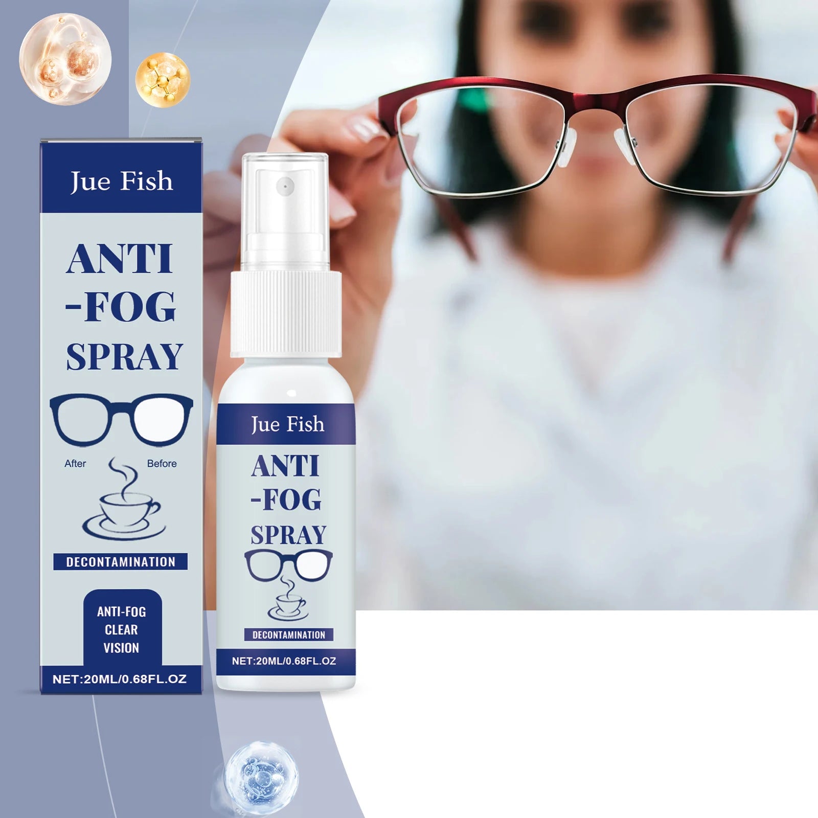 Jue Fish Anti Fog Spray Glasses Anti Fogging Cleaning Lenses Clear Vision Waterproof Portable Defogger Remove Lens Fog Spray Oasis Select