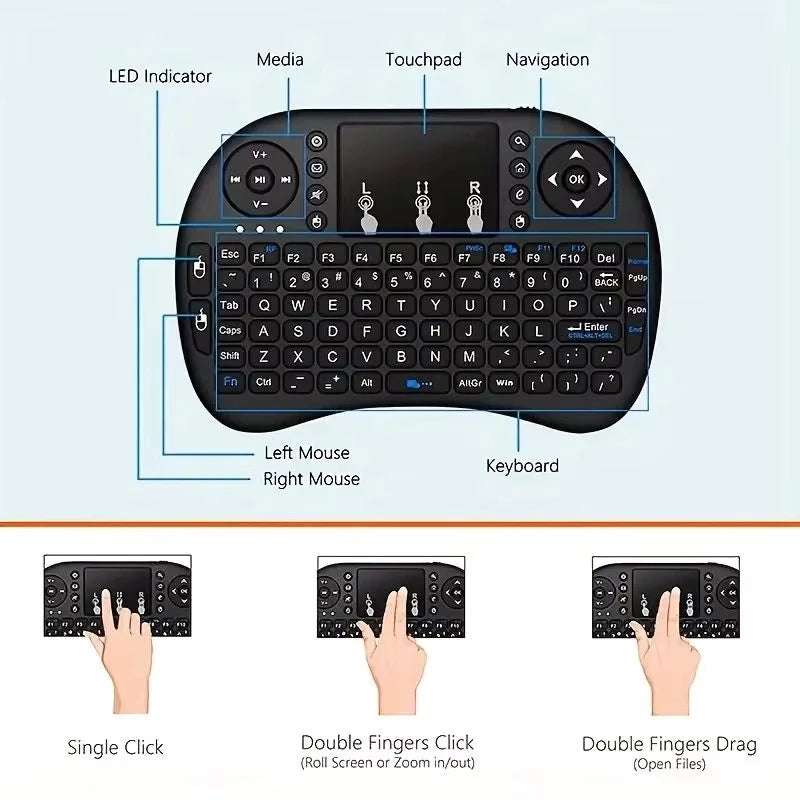 Mini Wireless RGB Backlit Keyboard Air Mouse Touchpad | TV Box