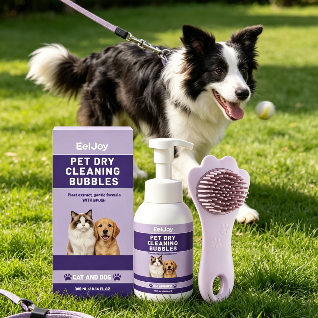 EelJoy No-Rinse Pet Dry Shampoo Foam + Brush 300ml Waterless Pet Shampoo Oasis Select
