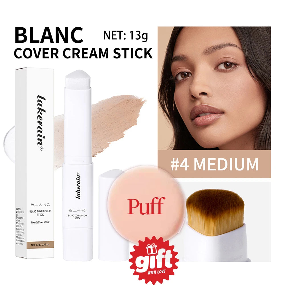 2-in-1 Color-Changing Foundation Stick Liquid Lightweight Moisturizing Brightening Foundation Color Changing For All Skin Types Oasis Select 4give away puff