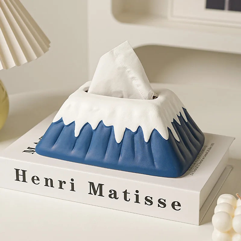 Snow Mountain Ceramic Tissue Box Living Room High Quality Paper Drawing Box Bedroom Design Dining Table Artistic Ornament Oasis Select