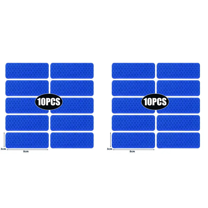 10/20/30pcs Reflective Strips Night Safety Warning Bicycle Motorcycle Stickers Motorbike Helemet Side Panels Decals Decoration Oasis Select 20pcs Blue
