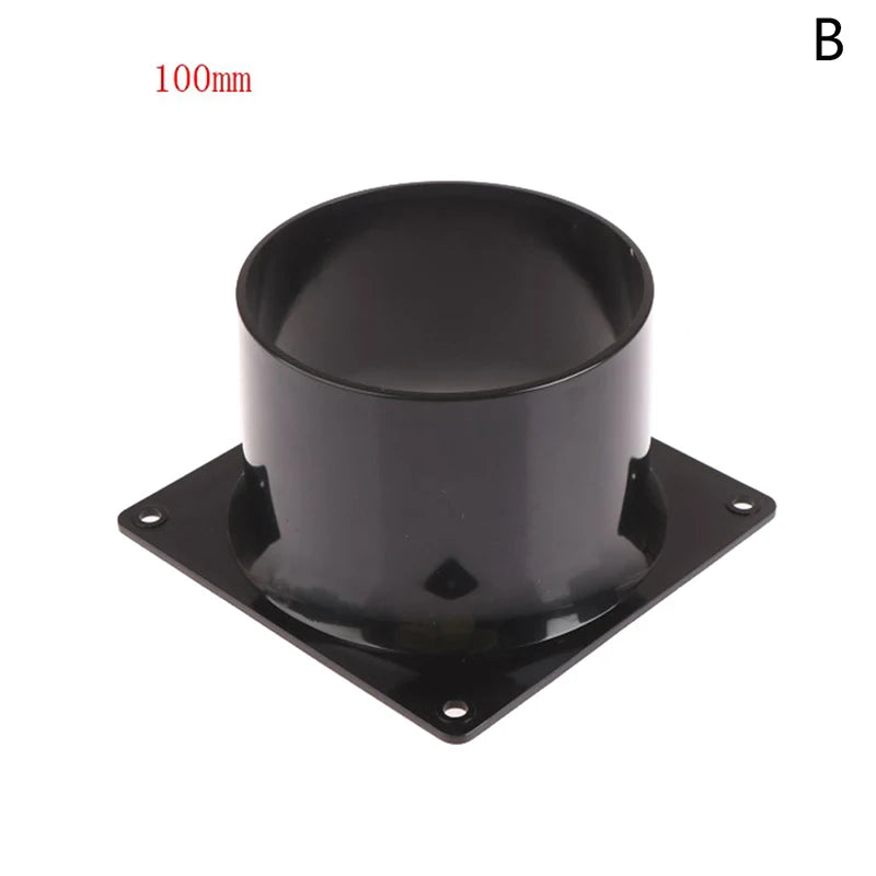 Black Flange Connector 75/100/120/150mm Plastic Square Bottom Straight Flange Air Inlet And Outlet Air Ducting Connection Flange Oasis Select 100MM