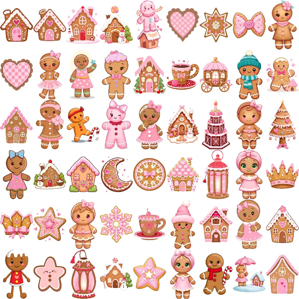 54-Piece Gingerbread Temporary Tattoo Stickers – Waterproof 3D