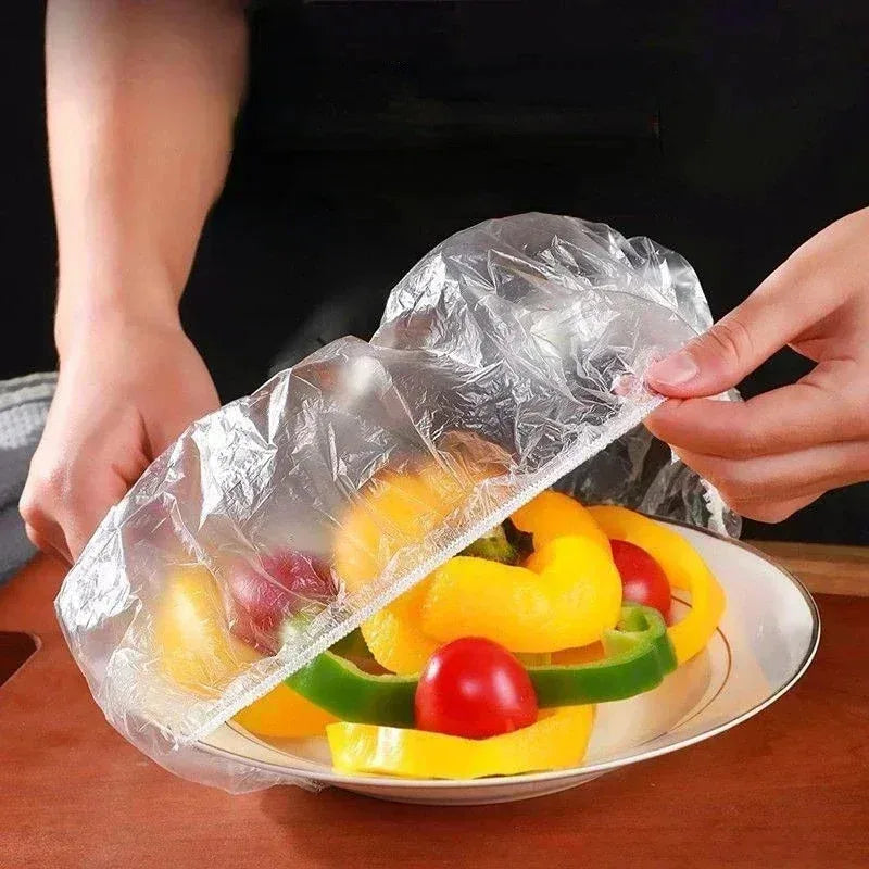 50/100pcs Transparent Fresh-Keeping Cover Food Storage Covers For Fruit Vegetables Reusable Cover Plastic Bowl Plate Seal Wrap Oasis Select