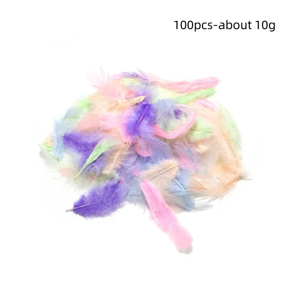 100PCS Small Goose Feathers for DIY Crafts 5-8cm Coloed Swan Plumes Wedding Party Handicraft Accessories Dream Catcher Feathers Oasis Select Mix Color 1