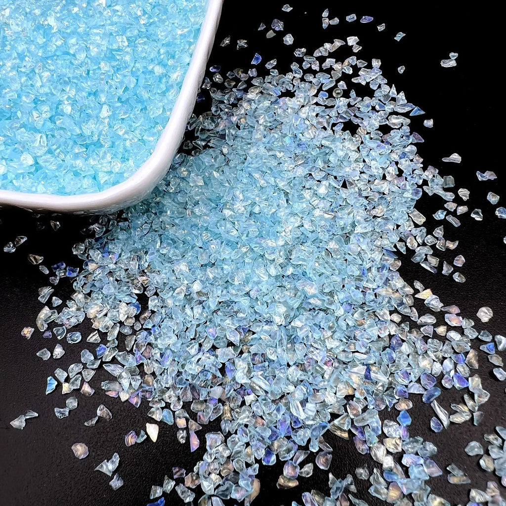 20g Glass Crushed Stone Irregularity Crystal Gravel Filling For DIY Epoxy Resin Mold Filler Crafts Decorative Nail Art Filler Oasis Select Sky Blue 20g