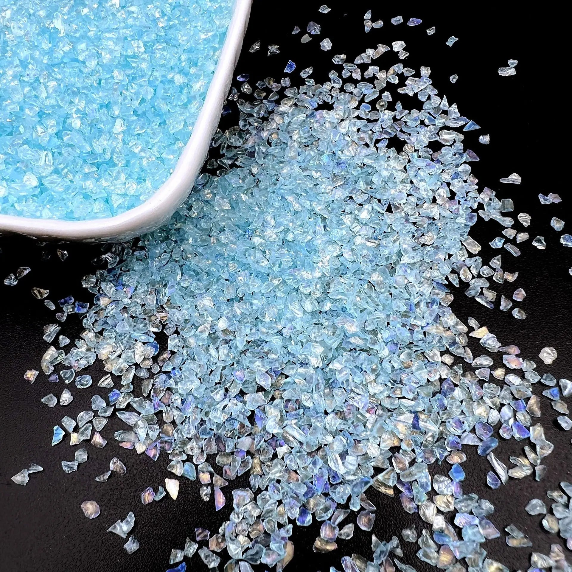 20g Glass Crushed Stone Irregularity Crystal Gravel Filling For DIY Epoxy Resin Mold Filler Crafts Decorative Nail Art Filler Oasis Select Sky Blue 20g
