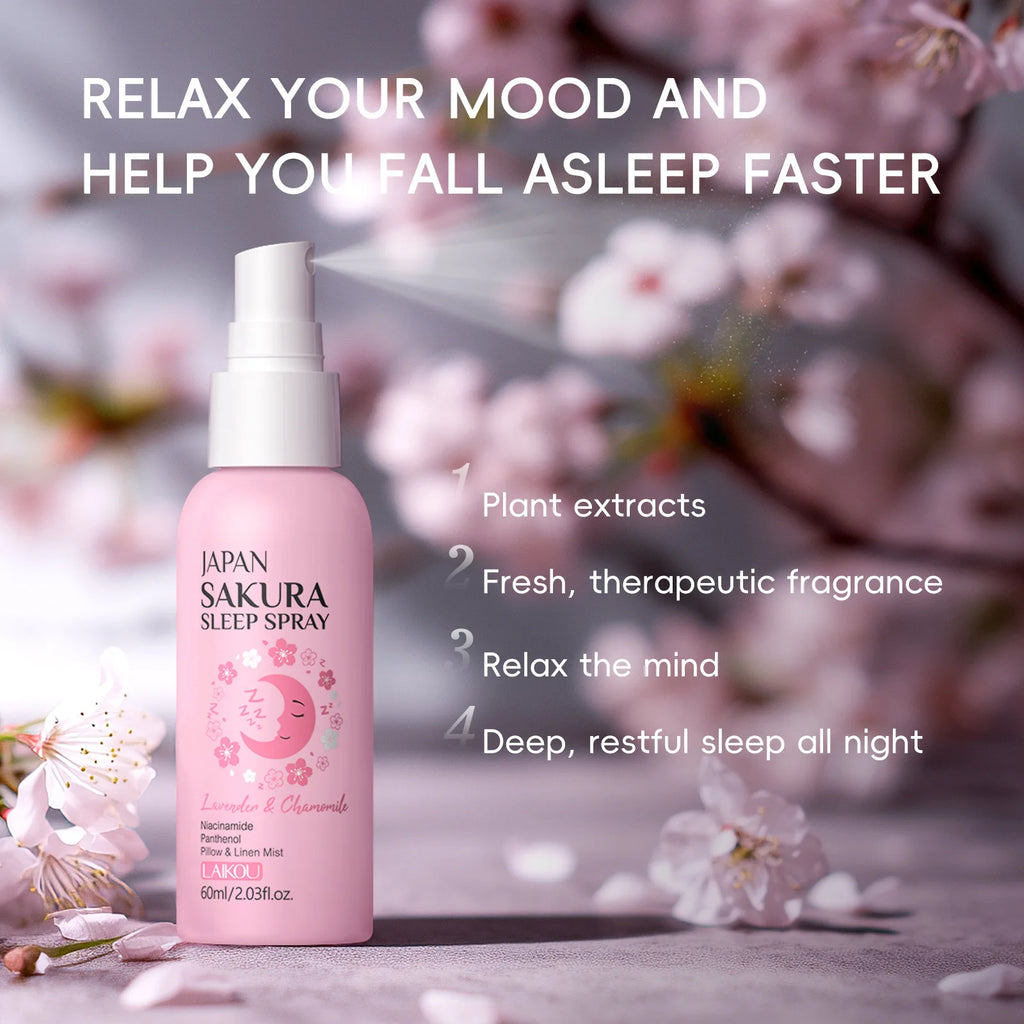 Cherry Blossom Pillow Spray 60ml Travel Size Calming Relaxing Sleep Mist Aromatherapy for Bedroom Helps Promote Relaxation Oasis Select
