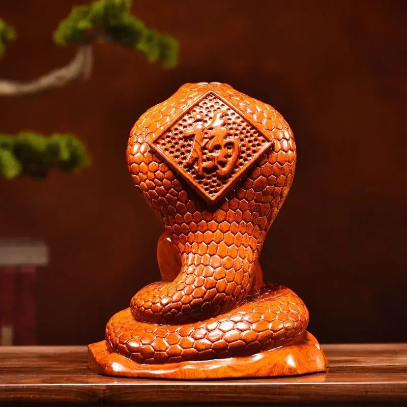 Rosewood Snake Ornament 12 Zodiac Solid Wood Cobra Mascot Ornament Home Fortune Decorative Arts and Crafts Oasis Select