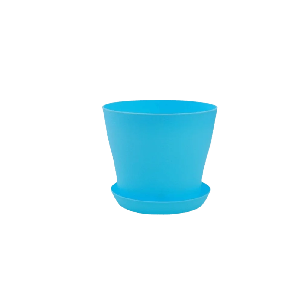 8pcs/set Candy Color Flower Pot Plastic Round Plant Pot with Tray with Drainage Holes Succulent Plant Pots Balconies Planting Oasis Select Blue