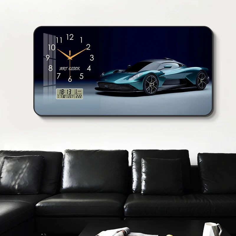 Car Clock Living Room Creative E-sports Room Silent Clock Auto Repair Beauty Shop Personality Art Decorative Painting Wall Clock Oasis Select