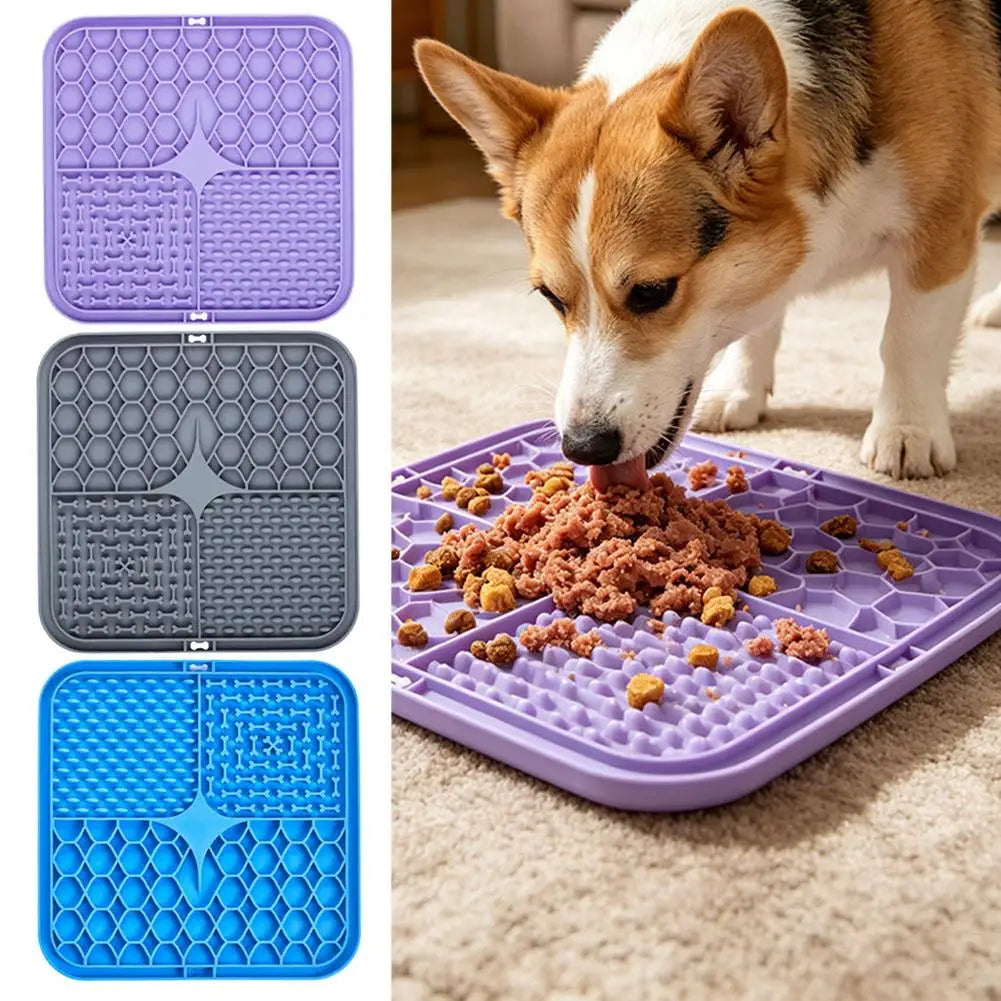 Silicone Pet Slow Feeding Mat With Suction Cups Dog Licking Plate Slow Feeding Mat Fun Feeding Tool Prevent Fast Eating Supplies Oasis Select
