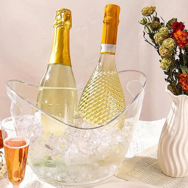 Clear Ice Bucket Beverage Tub with 2 Scoops Handle Cooling Large Ice Bucket for Wine Champagne Bar Supplies for Family reunion Oasis Select