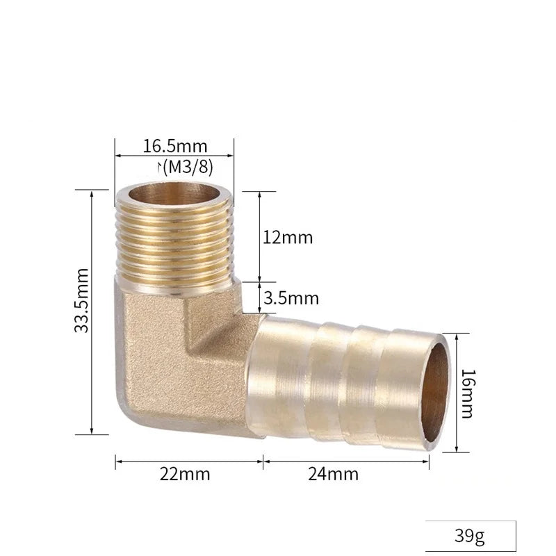 Brass Hose Fitting 4mm-19mm Barb Tail 1/8" 1/4" 1/2" 3/8" BSP Female Thread Copper Connector Joint Coupler Adapter Oasis Select 3cent male 16MM