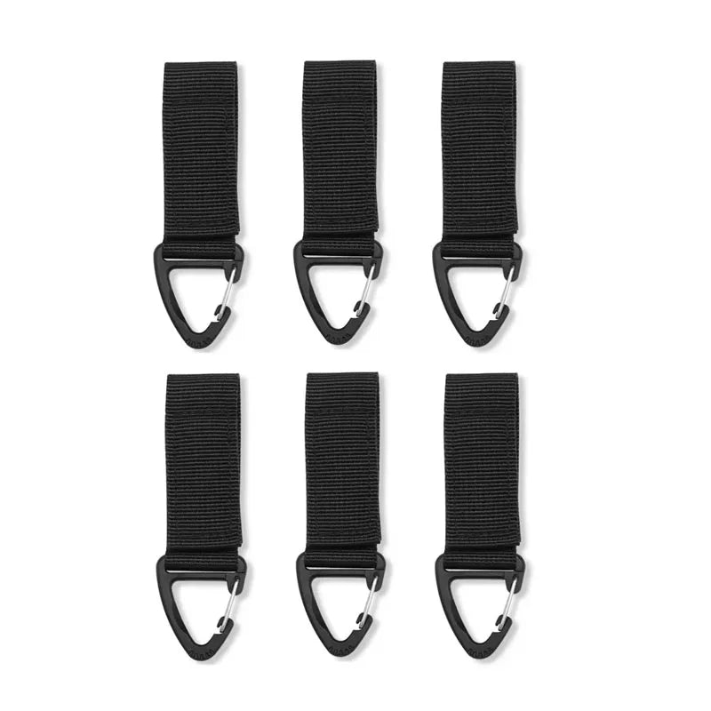 3/6/9pcs Outdoor Camping Carabiner Nylon Tactical Backpack Key Hook Webbing Buckle System Belt Buckle Hanging Climbing Accessory Oasis Select 6pcs Black
