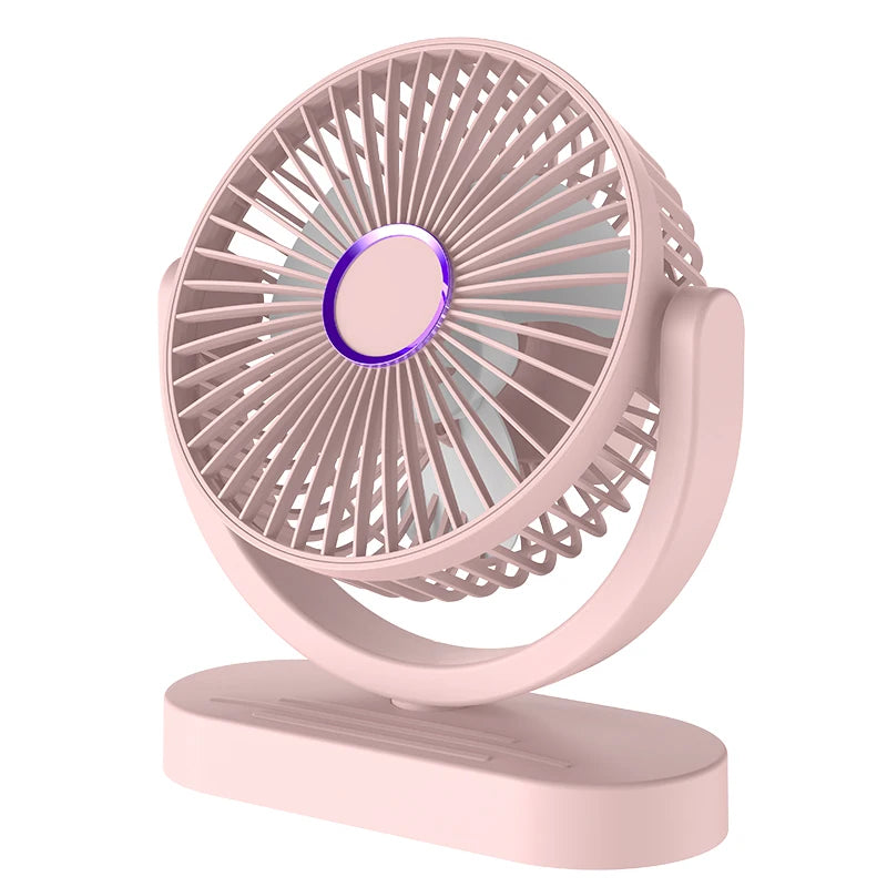 Ultra Quiet Desk Fan Brushless Motor 3 Speeds USB Rechargeable Natural Wind Multi-angle Tilt Rotation for Sleeping Working Oasis Select Pink