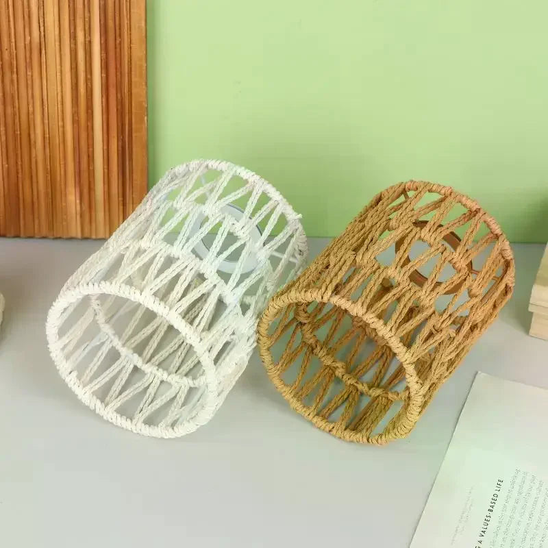 Garden Decor with Handcrafted Boho Woven Paper Rope Rattan Lampshade Oasis Select