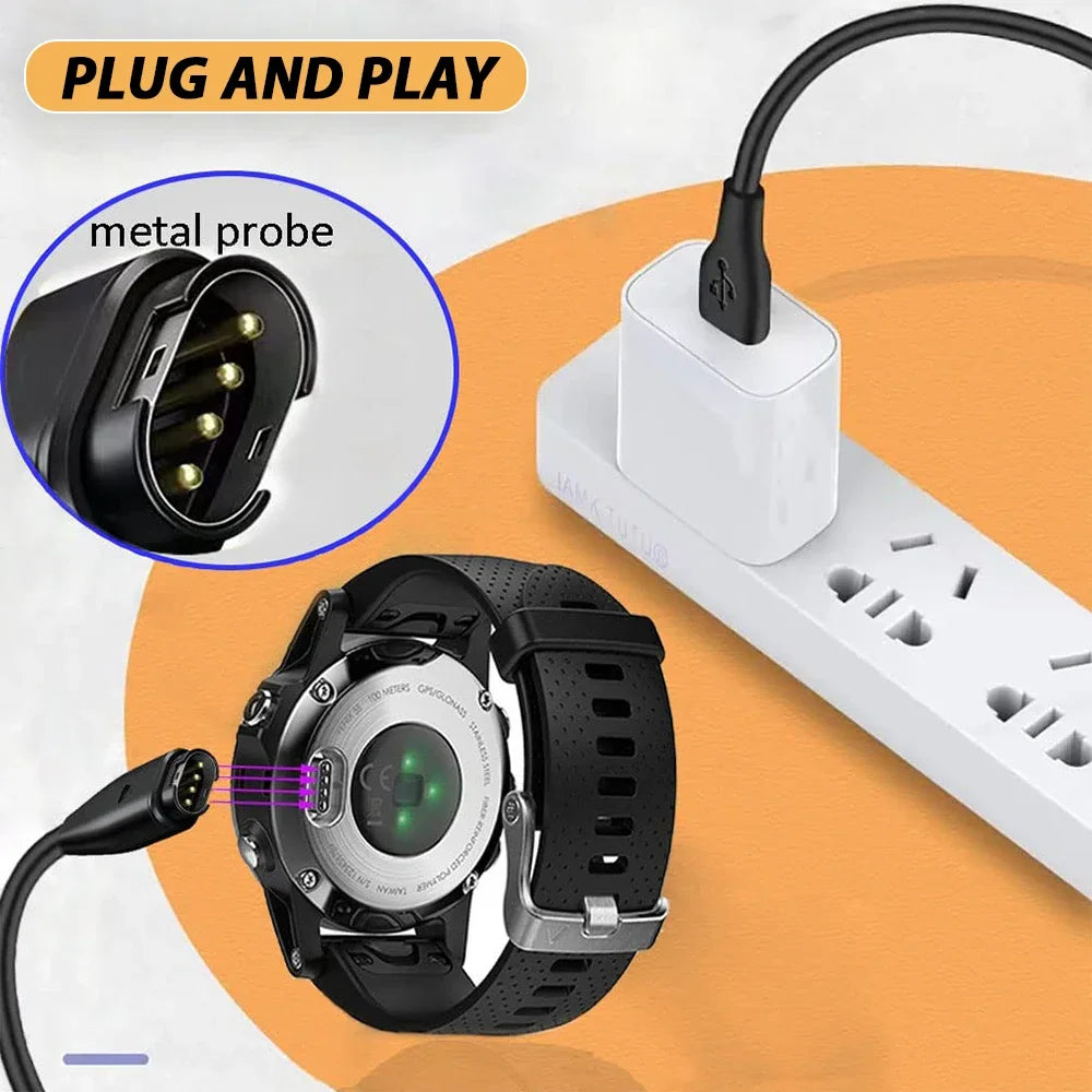 1M USB Charging Cable for Garmin Fenix 7 6 5 & Forerunner Smartwatch Charging Cable Oasis Select