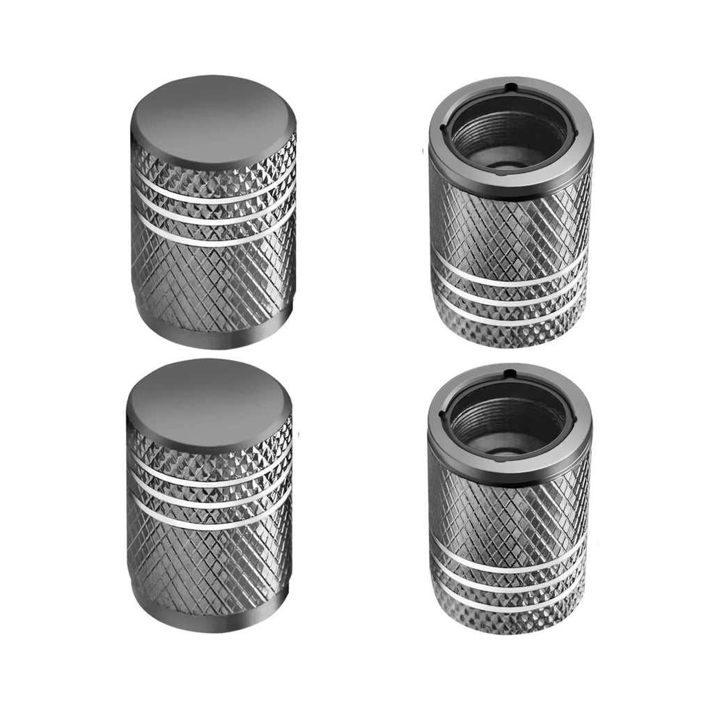 Tire Valve Stem Cap Cover - (4 Pack) Tire Air Caps Metal with Plastic Liner Corrosion Resistant Leak-Proof for Car Motorcycle Oasis Select grey 4pcs