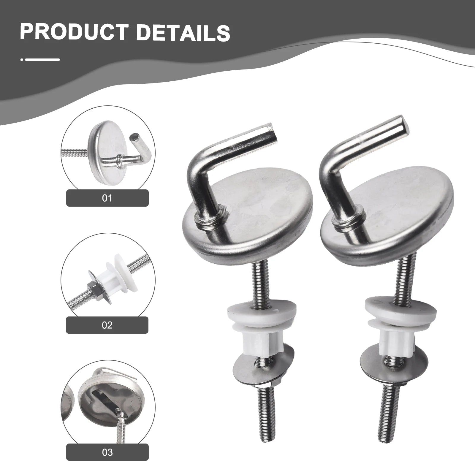 2Pcs Toilet Seat Hinge Adjustable Knob Toilet For Seat Hinge Toilet Seat Fix Fitting Stainless Steel With Mounting Accessory Oasis Select