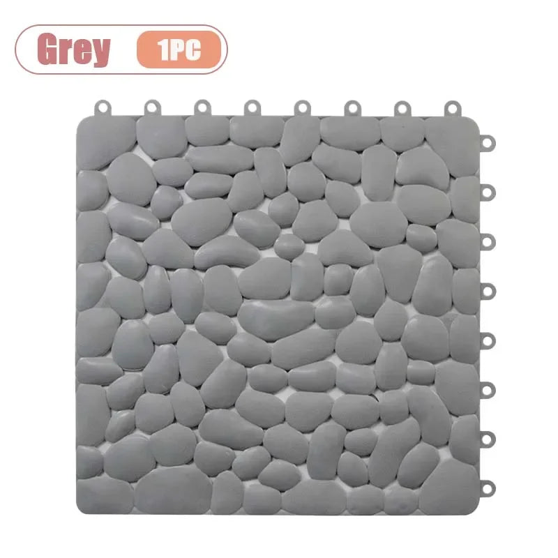 1-10PC 30X30cm Bathroom Pebble Non Slip Mat Waterproof Splicing Shower Pad for Toilet Room Floor Drop Resistant Foot Cushion Mat Oasis Select Grey-1PC