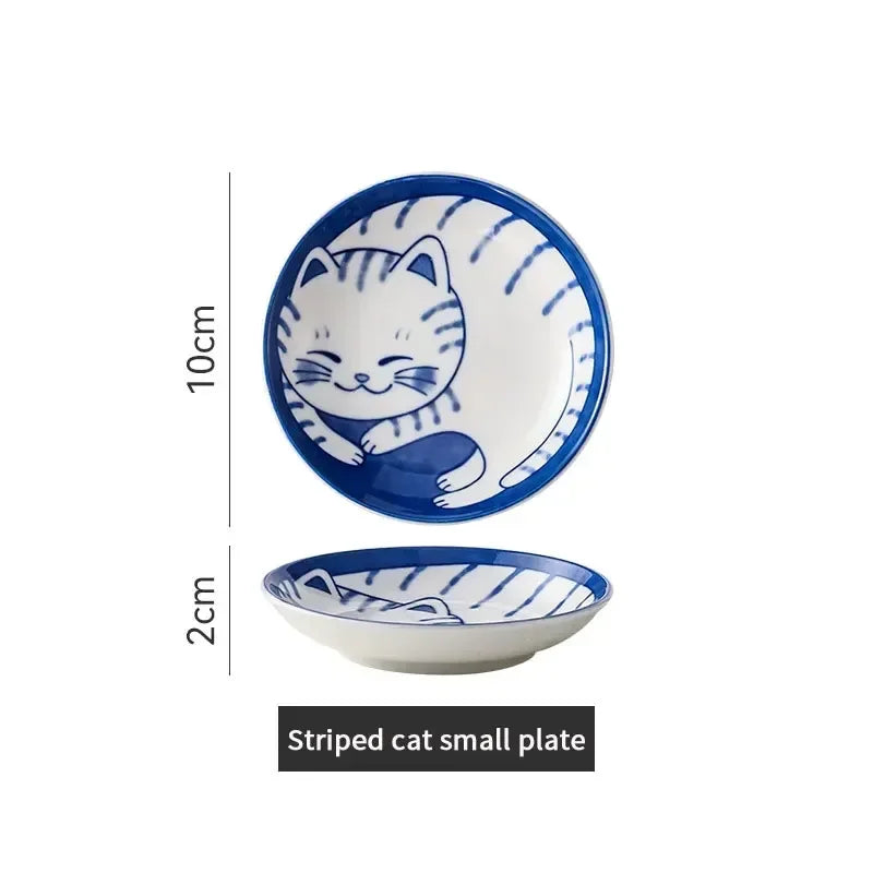 Ceramic Sauce Dishes Sushi Plate Tableware Japanese Style Dessert Creative Cute Cartoon Lucky Cat Pattern Spice Plate Oasis Select 1pc Style B 2x10cm
