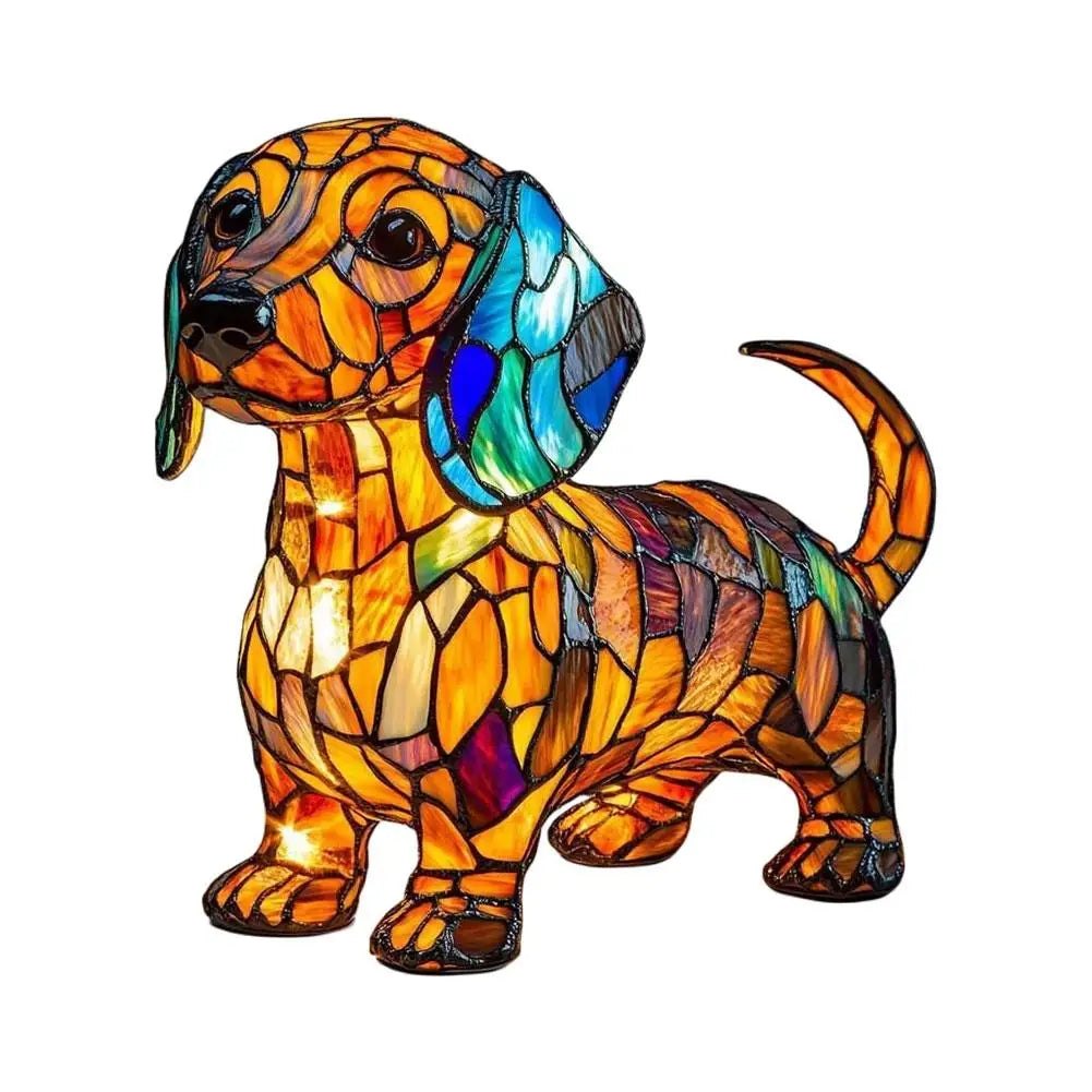Stained Glass Cat LED Night Light – Color-Changing Resin Lamp