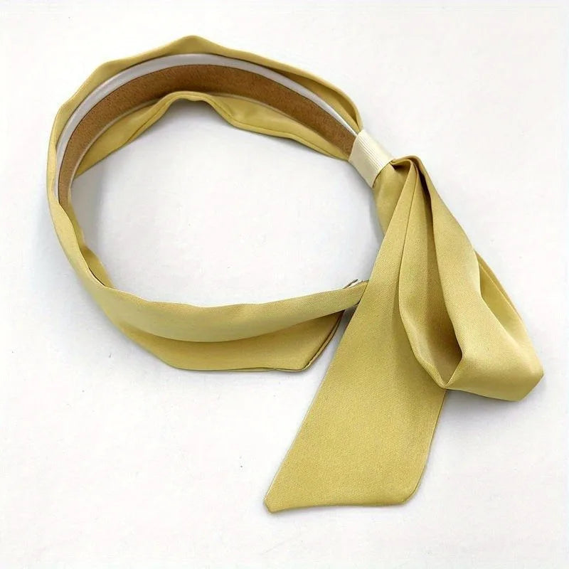 New Elegant Solid Ribbon Hairband for Women Girls Sweet Hair Ornament Headband Hair Hoop Fashion Hair Accessories Headband Oasis Select YELLOW