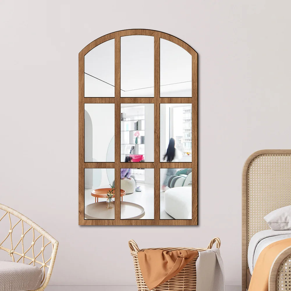 Wood and Acrylic Mirror Paste False Window Living Room Bedroom Study Decorative Wall Paste wall decor Oasis Select MZ424-B 82.6cm x 50.8cm