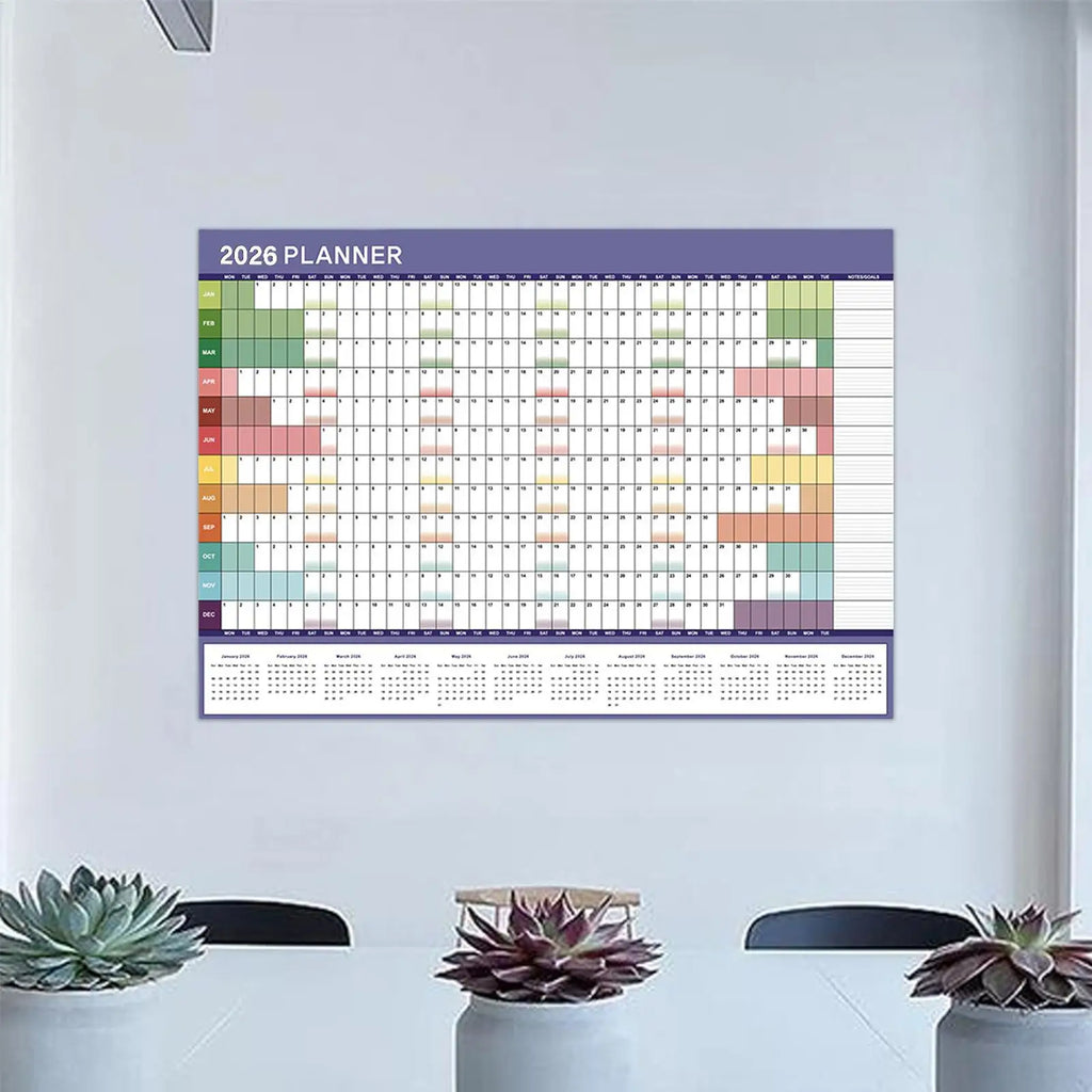 Yearly Calendar 2026 Monthly Wall Planner Reusable Planner Scheduling Organizer for Work Family Kids Dorm Desk Classroom School Oasis Select
